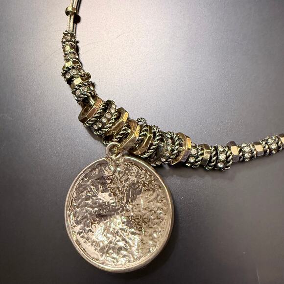 Jones New York JNY Mixed Metal Rhinestone Hammered Pendant - Picture 5 of 9